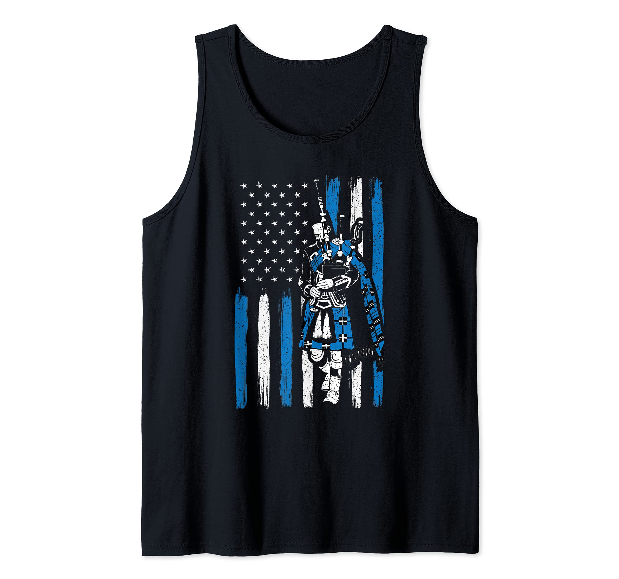Piper on us flag bagpiper bagpipe bagpipes player Tank Top