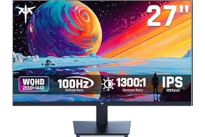 KTC 27 Inch QHD(2560 * 1440) 100Hz Computer Monitor - IPS Panel, Anti-Blue Light Screen, 100% High Color Gamut, 123% sRGB, Support FreeSync and GSync, PC Monitor for Casual Gaming and Working