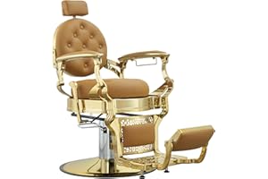 Antlu Barber Chair Hair Stylist, Vintage Salon Heavy Duty 700lbs Chair Hair Styling Chairs for Barbershop Beauty Tattoo Massage (Golden-Camel)