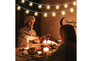 CABEST Ramadan Decorations, 10Ft 20LEDs Moon and Star String Lights, USB and Battery Powered, Ramadan Decor, Eid Decorations, Ramadan Lights Decorations for Home Party Camping,Indoor & Outdoor (10FT-20LED)