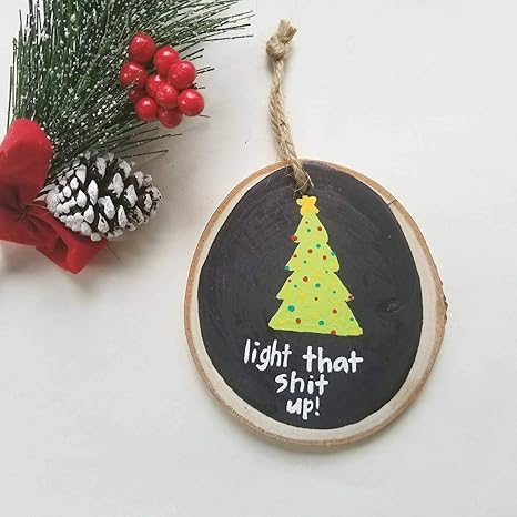 Amazon Bobsign 面白いオーナメント クリスマスオーナメント ストーナーギフト 木製スライスオーナメント 4 面白カスタムオーナメント インテリア オンライン通販