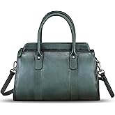 Genuine Leather Purses and Handbags for Women Vintage Handmade Leather Top Handle Purses Satchel Shoulder Bag with Strap