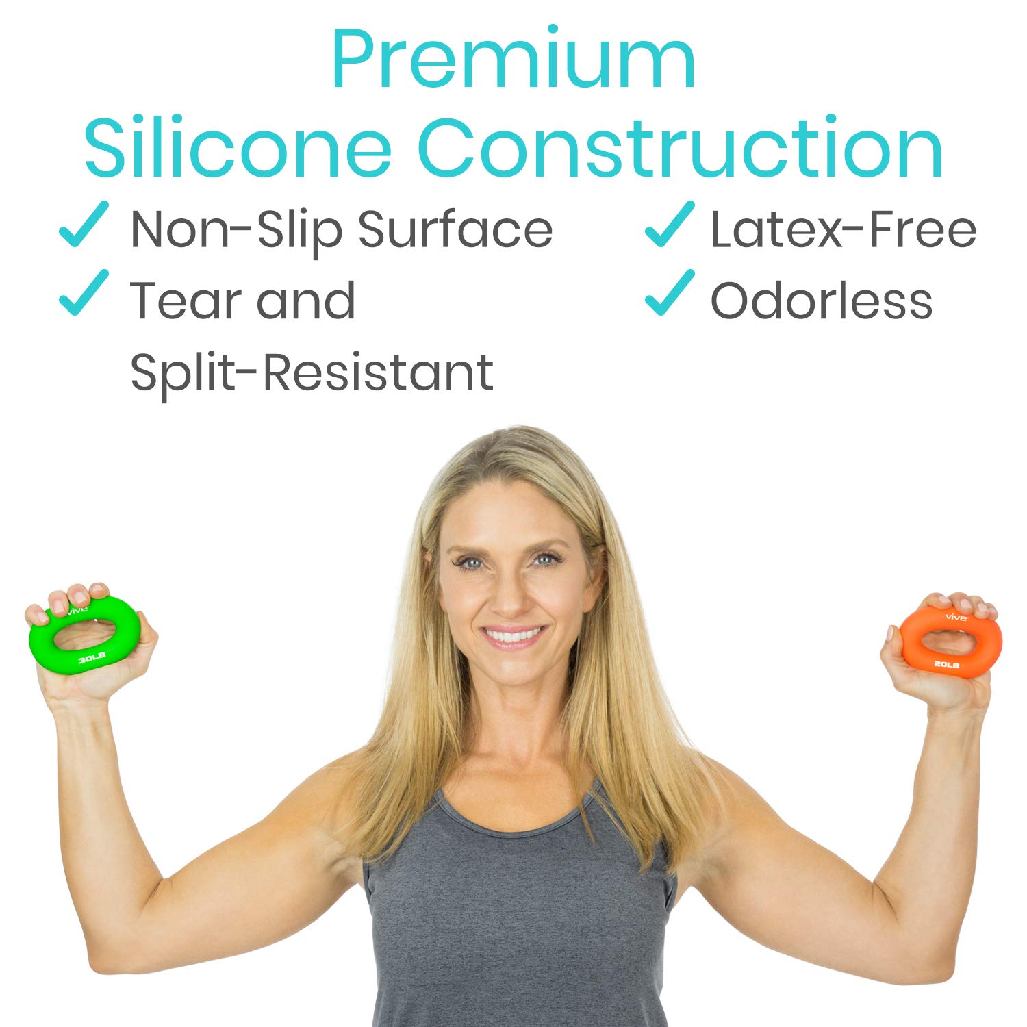 Vive Grip Strengtheners (6 Pack) - Forearm Ring Hand Exercisers - Silicone Squeezer Gripper for Muscle Strengthening Training Tool - Arthritis Finger Physical Therapy PT Kit Trainer: Industrial & Scientific