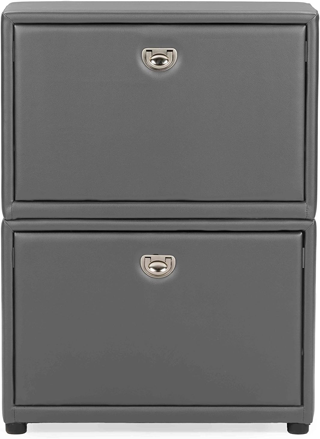 baxton studio shoe cabinet on Amazon Com Baxton Studio Petito Contemporary 2 Tier Faux Leather Upholstered Shoe Cabinet Grey Furniture Decor