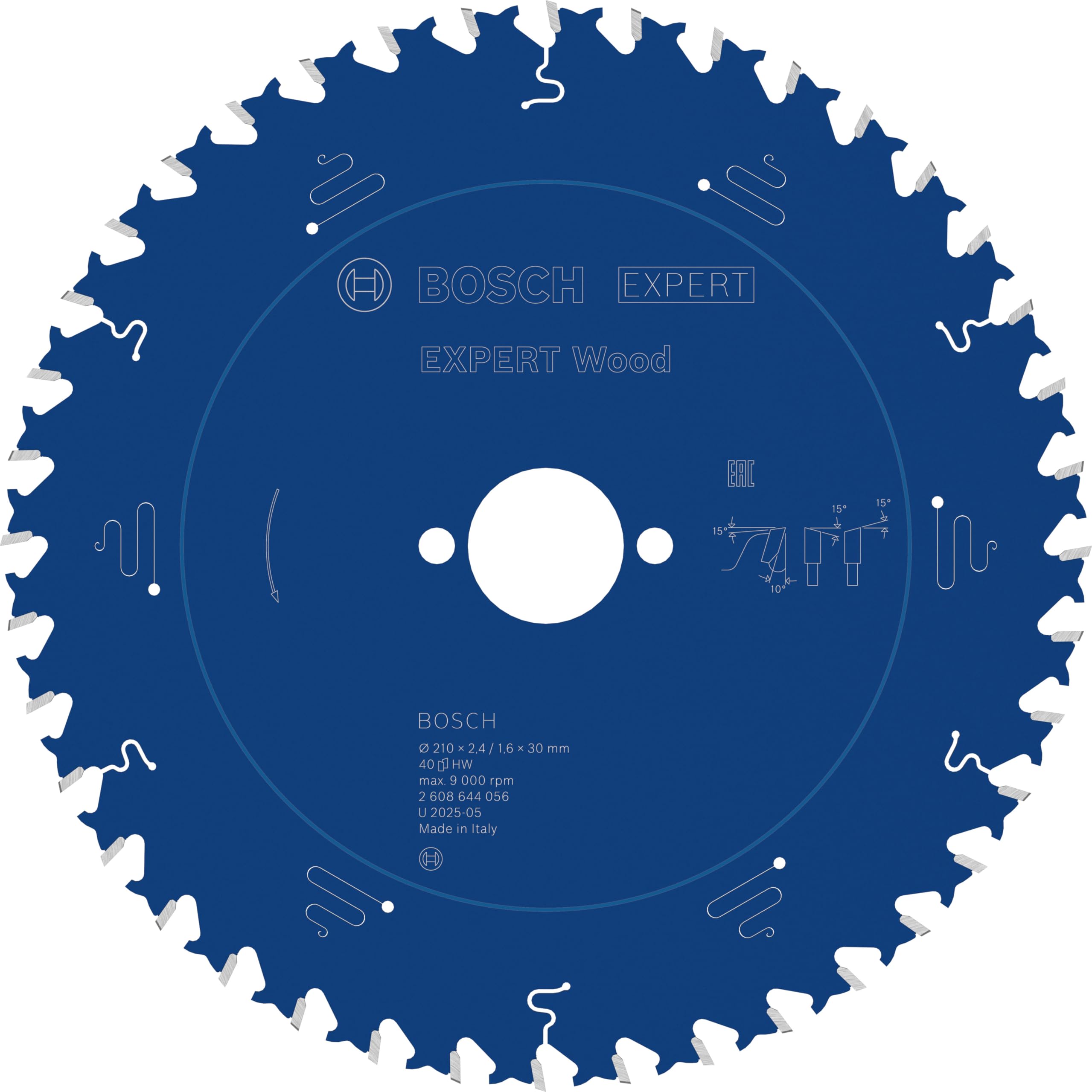 Bosch 2608644056 40T "Expert" Circular Saw Blade for Wood, Blue, 210 x 30 x 2.4 mm