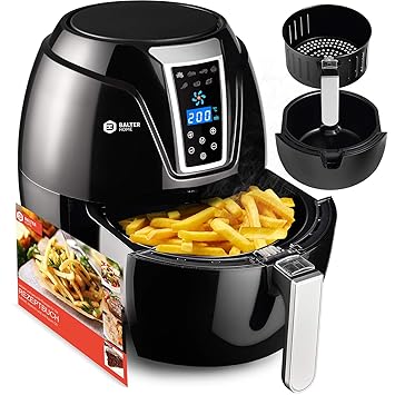 Balter Heißluftfritteuse XXL-Touch ? LCD Display ? gratis Rezeptheft ? 7 Programme ? Markenqualität ? XXL– Garraum, schwarz (