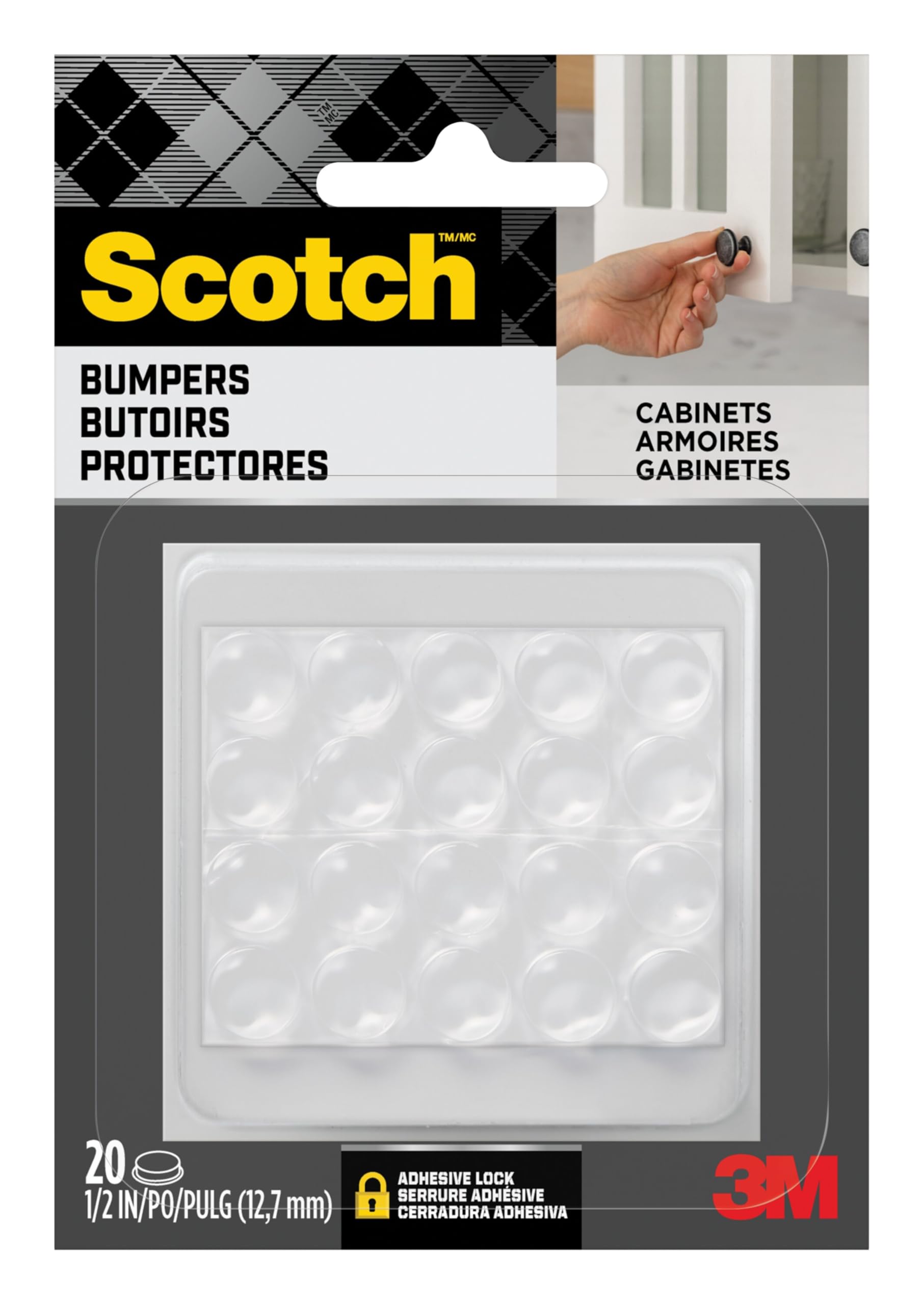 Scotch SP950-NA Bumpers, Clear, 20/Pack, 1/2" Round