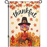 Shuitouk Thanksgiving Garden Flags for Outside 12x18 Inch Double Sided Thankful Yard Sign Garden Flags for Fall Outdoor Turkey Garden Flag Holiday Decorations