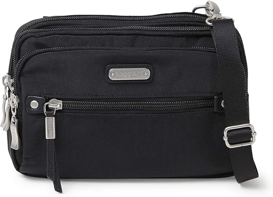 Baggallini Women's time Zone RFID Crossbody Bag, Black, One Size