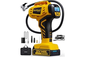 KeenPower Tire Inflator Portable Air Compressor - 2X Faster - 21V Rechargeable Battery Powered Handheld 160PSI Tire Inflator, Dual Power Supply Modes, Air Pump for Car Motorcycle E-Bike