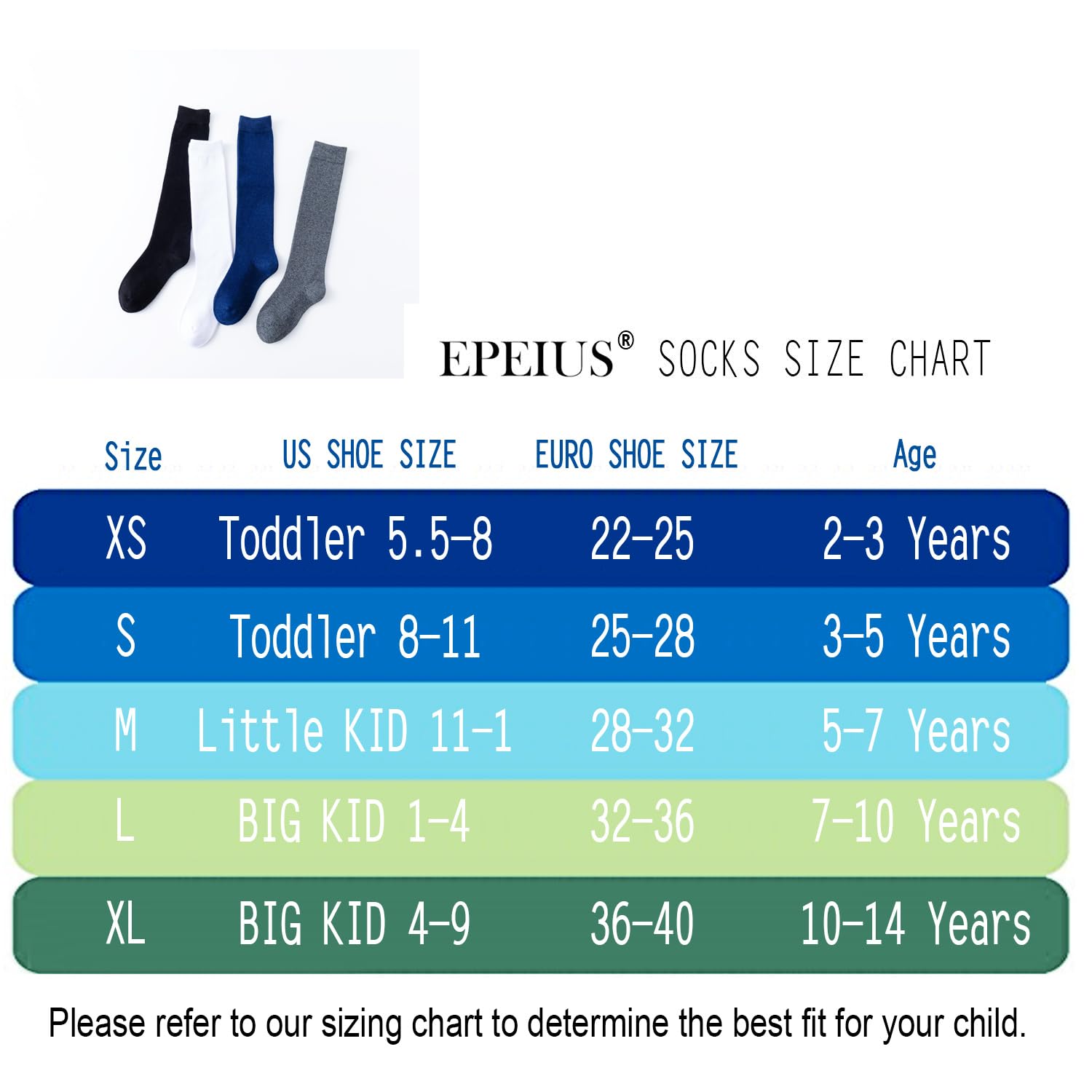 EPEIUS Girls Knee High Socks Seamless Cotton School Uniform Socks Kids Boy Over the Calf Socks 3/5 Pack