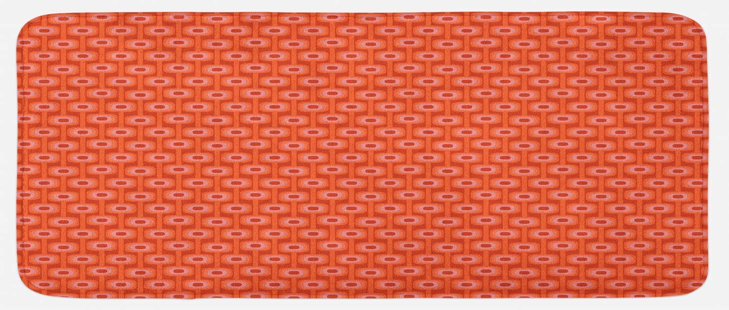 Lunarable Burnt Orange Kitchen Mat, Vivid Colored