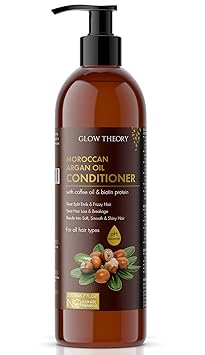 GLOW THEORY Moroccan Argan Oil Conditioner with Coffee Oil & Biotin Protein for all hair types - Prevents split ends & frizzy hair , reduces hairfall (No Sulphate & Paraben) - 200 ml