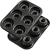 Webake Mini Fluted Tube Cake Pan, Non-Stick 2.8 Inch Cake Pans, Heavy Gauge Carbon Steel, 6-Cavity Set of 2