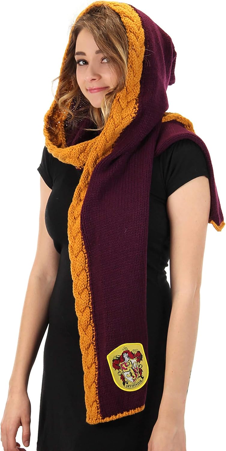 elope Harry Potter Gryffindor Knit Hooded Scarf Red: Clothing
