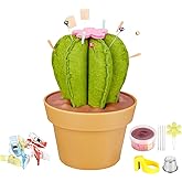 Cactus-Shaped Pin Cushion in a Pot with Included Sewing Notions | Magnetic Pin Holder | Cute Décor for Sewing Desks | Perfect