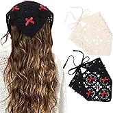 HAIMEIKANG Floral Crochet Hair Bandanas Headscarf 2 PCS Women Hair Scarf Daisy Headband Vintage Head Kerchief for Girls