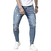 HUNGSON Skinny Jeans for Men Stretch Slim Fit Ripped Distressed