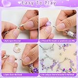 Hysagtek Charm Bracelet Making Kit 66 Pcs Purple Jewelry Craft Set with Box view 4