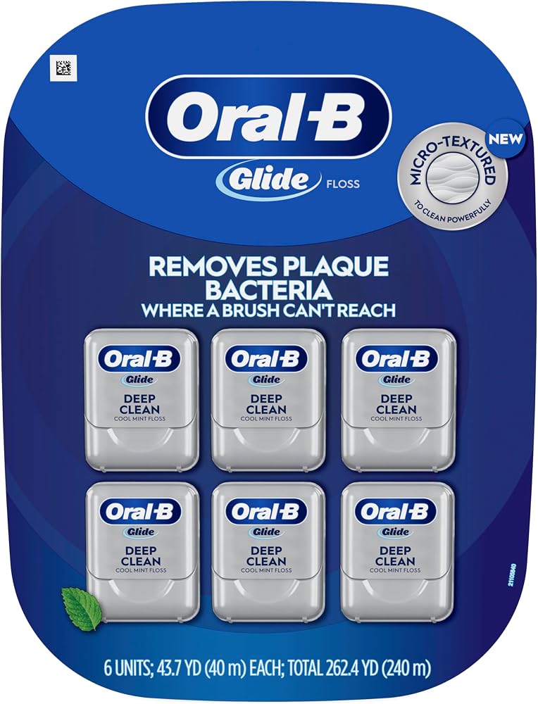 Oral-B Glide Deep Clean Dental Floss, Cool Mint, Value 6 Pack (40m Each)