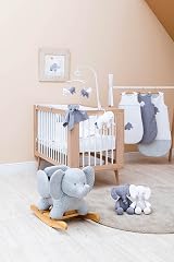 Nattou Wooden Rocker Elephant Tembo Grey Padded Seat Safety Belt Ages 10-36 view 5