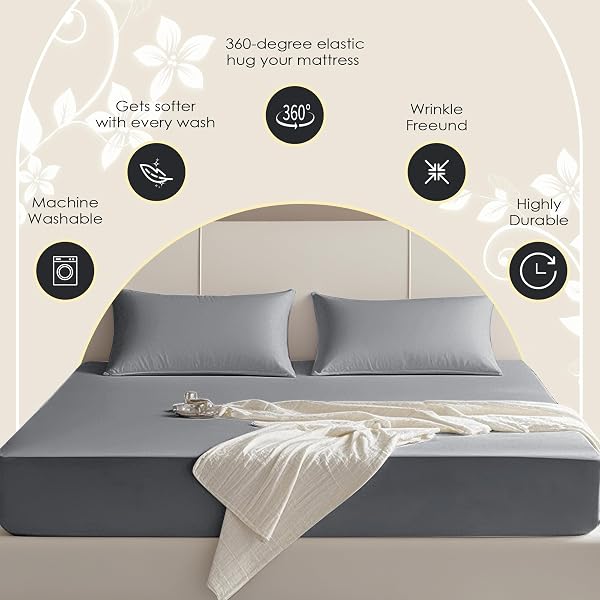 FRESHCULTURE FULL FITTED SHEET ONLY – PREMIUM HOTEL-QUALITY FITTED SHEET FOR FULL BED – ULTRA SOFT & BREATHABLE BRUSHED MICROFIBER – ELEGANT BLACK BOX PACKAGING (DARK GREY)