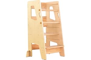 Ocodile Toddler Standing Tower - Montessori Step Stool for Toddlers, Ideal Tower for Little Kids - 2024 Updated Design with Safety Feet - Varnished