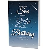 Tukora 21st Birthday Card for Son – Starry Night A5 Greeting Card with Printed Verse – Premium UK Made Milestone Card
