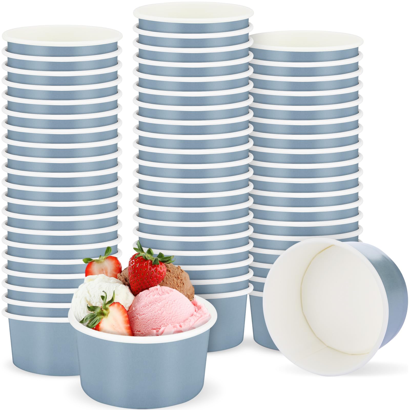 Photo 1 of (SAMPLE SIZE) Maxdot 60pcs 4oz Dessert Cups, Disposable Ice Cream Cups, Paper Frozen Yogurt Bowls, for Hot and Cold Foods, Suitable for Gelato or Mousse(Gray Blue)