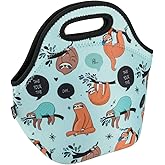 CM Soft Neoprene Tote Picnic Bag Lunch Container Box Organizer for Outdoor Travel (Sloth Pattern)