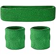 Suddora Sweatbands Set, Moisture Wicking 2 Wristbands and 1 Headband, Breathable Terry Cloth Athletic Bands for Basketball, Tennis, Yoga, Gym, Sweat Bands for Costumes and Cosplay