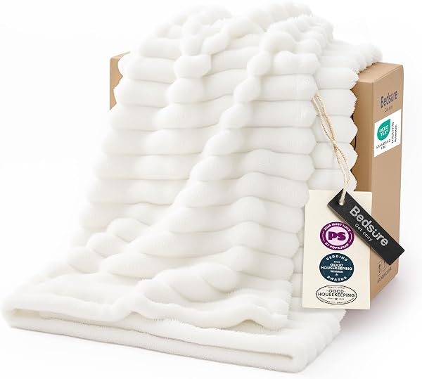 Bedsure GentleSoft White Throw Blanket for Couch - Birthday Gifts for Women Mom Her Girls, Cozy Fleece Blanket for Sofa Bed,