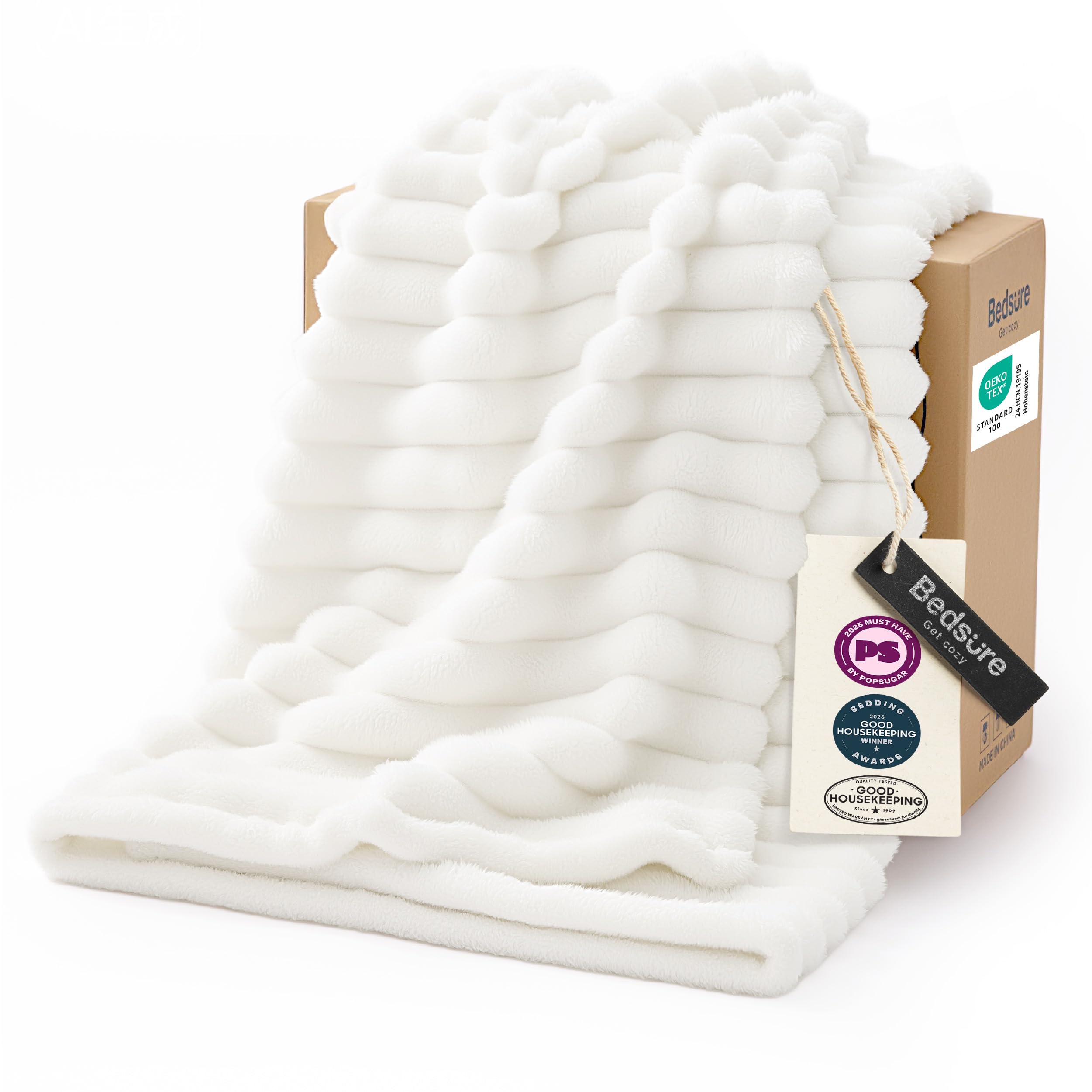 Photo 1 of Bedsure GentleSoft White Throw Blanket for Couch - Mothers Gifts Day Birthday Gifts for Women Mom Her, Soft Cozy Fleece Throw Blanket for Girl, Room Home Bedroom Spring Decor, Off White, 50x60 Inches