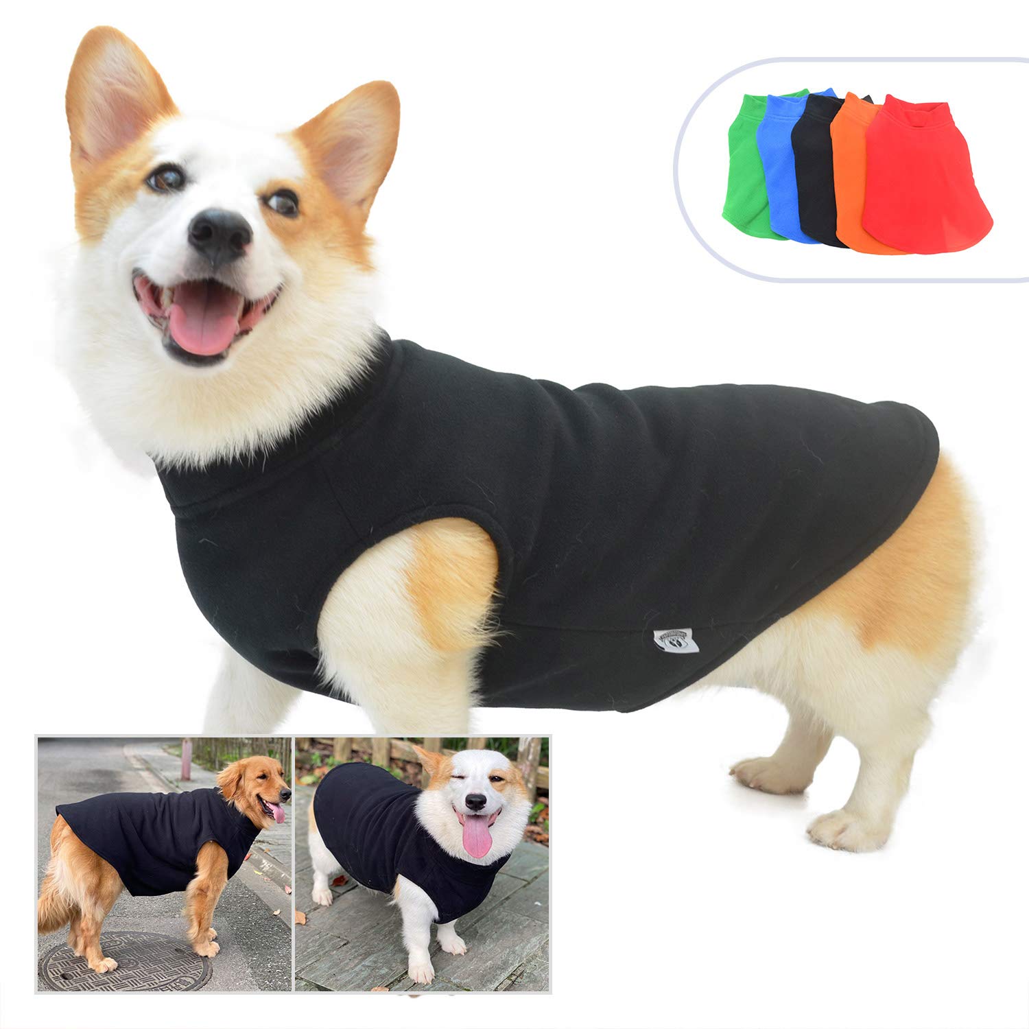 Dog Winter Vest Warm Breathable Dog Polar Fleece Vest Jacket, Lightweight Winter Coat with Leash Neck Hole for Small Medium Large Dogs Black M