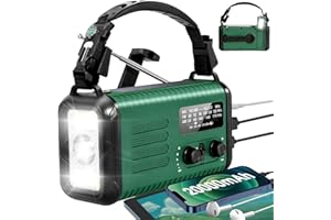 IRONTHUNDER NOAA Weather Radio, 20000mAh/ 74000mWh Hand Crank Radio, Solar Battery Powered Radios with AM FM, Portable Fast Flashlight Cell Phone Charger, Reading Lamp, SOS Alarm for Camping, Hiking (Green)
