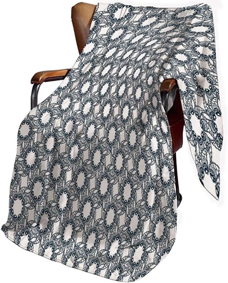 Amazon 幾何学模様 ひざ掛け 花柄のヴィンテージ風の渦巻き模様の植物パターン 150cm X 130cm ソファ オフィス 車用 おしゃれ 北欧風 プレゼント 春の季節の花装飾 ひざ掛け ハーフケット オンライン通販