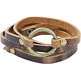 SPUNKYsoul Handmade Leather Bracelet, Symbolic Adjustable Circle Wrap | Wrapped Bohemian-Inspired Design, Distressed Stackable Jewelry , Versatile Unisex Style, Unique Gifting. Everyday Wear