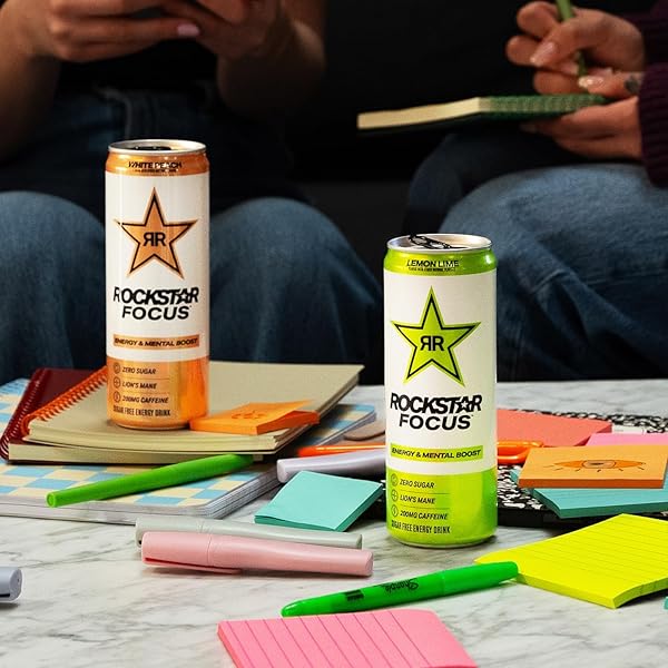 ROCKSTAR FOCUS, 3 FLAVOR VARIETY PACK (WHITE PEACH, LEMON LIME, ORANGE PINEAPPLE), 12 FL OZ CANS (PACK OF 12)