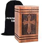 NEXFORTUNE Large Wooden Urns for Human Ashes Adult Man,Decorative Urns for Mom Dad,Cremation Urns for Men Women,Wood Cross Urn for Ashes for Women Adult Male (300LBS)
