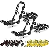 ARKSEN 2 Pair Universal Folding Kayak Roof Rack Heavy Duty Adjustable J-Bar Kayak and Canoe Carrier with 4 Lashing Straps, 4 Stern Tie Down Straps for Cars, SUVs, and Trucks