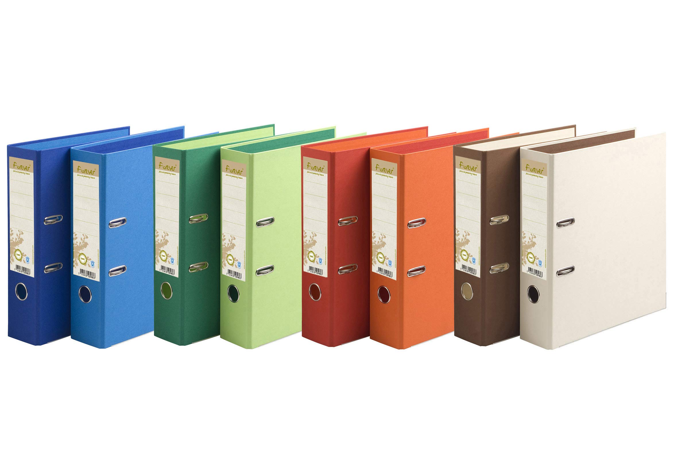 Exacompta - Ref 53980E - Forever Collection - Prem'Touch Lever Arch File - 320 x 290mm, Suitable for A4 Documents, 80mm Spine, 100% Recycled Paper - Assorted Colours (Pack of 10)
