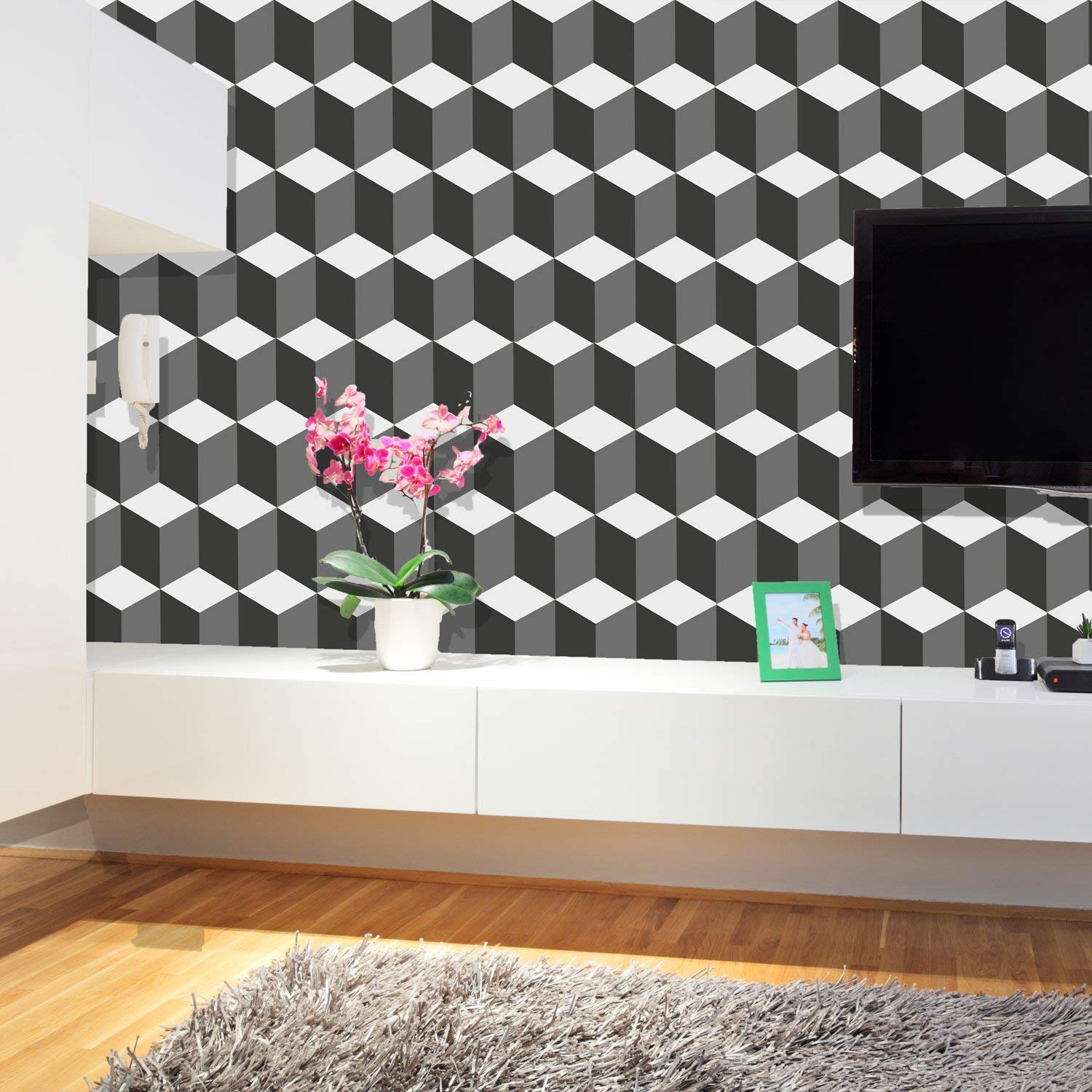 Walplus Wall Stickers "3D Cubes Pattern" 8 Packs Wall Murals Removable Self-Adhesive Decals art living Room Kitchen Furniture Office Décor Restaurant Bar Cafe Hotel Home Decoration, multicolour