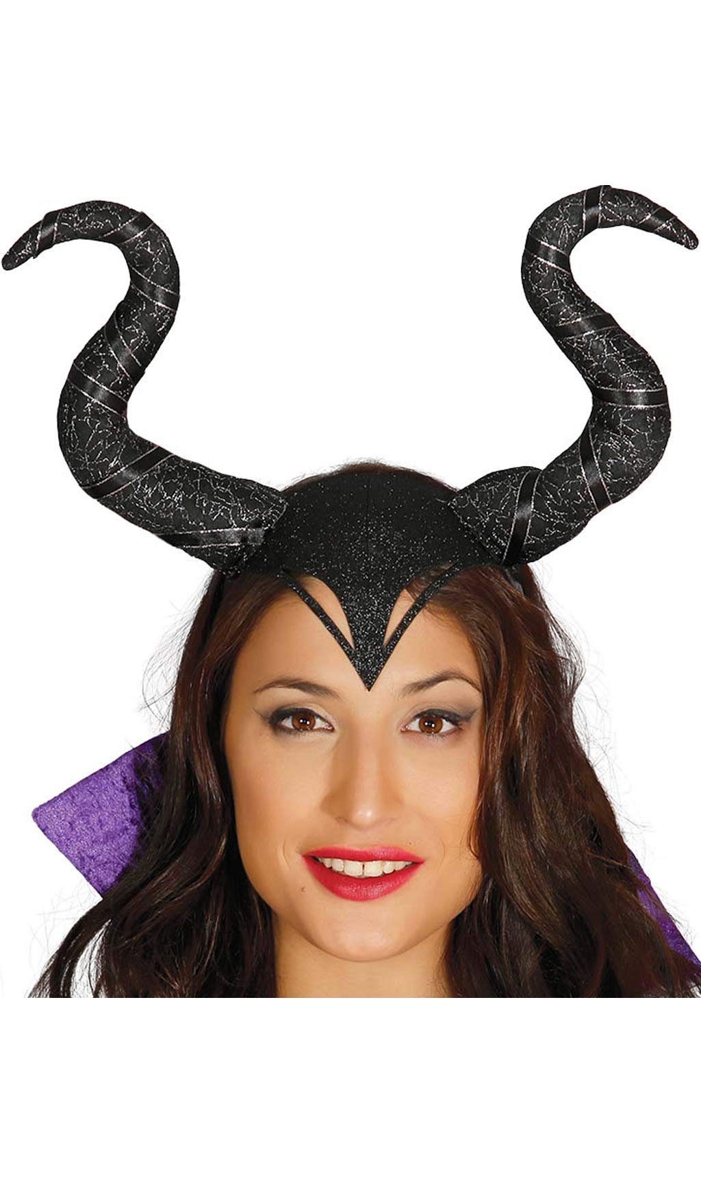 Guirca Fiestas Wicked Fairy Black Horns Headband Evil Devil Halloween Dress Up Horns Fancy Dress Scary Adults One Size