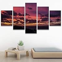 SIGNWIN 5 Panel Canvas Wall Art Colors of The Sky for Home Decorations Ready to Hang - 60