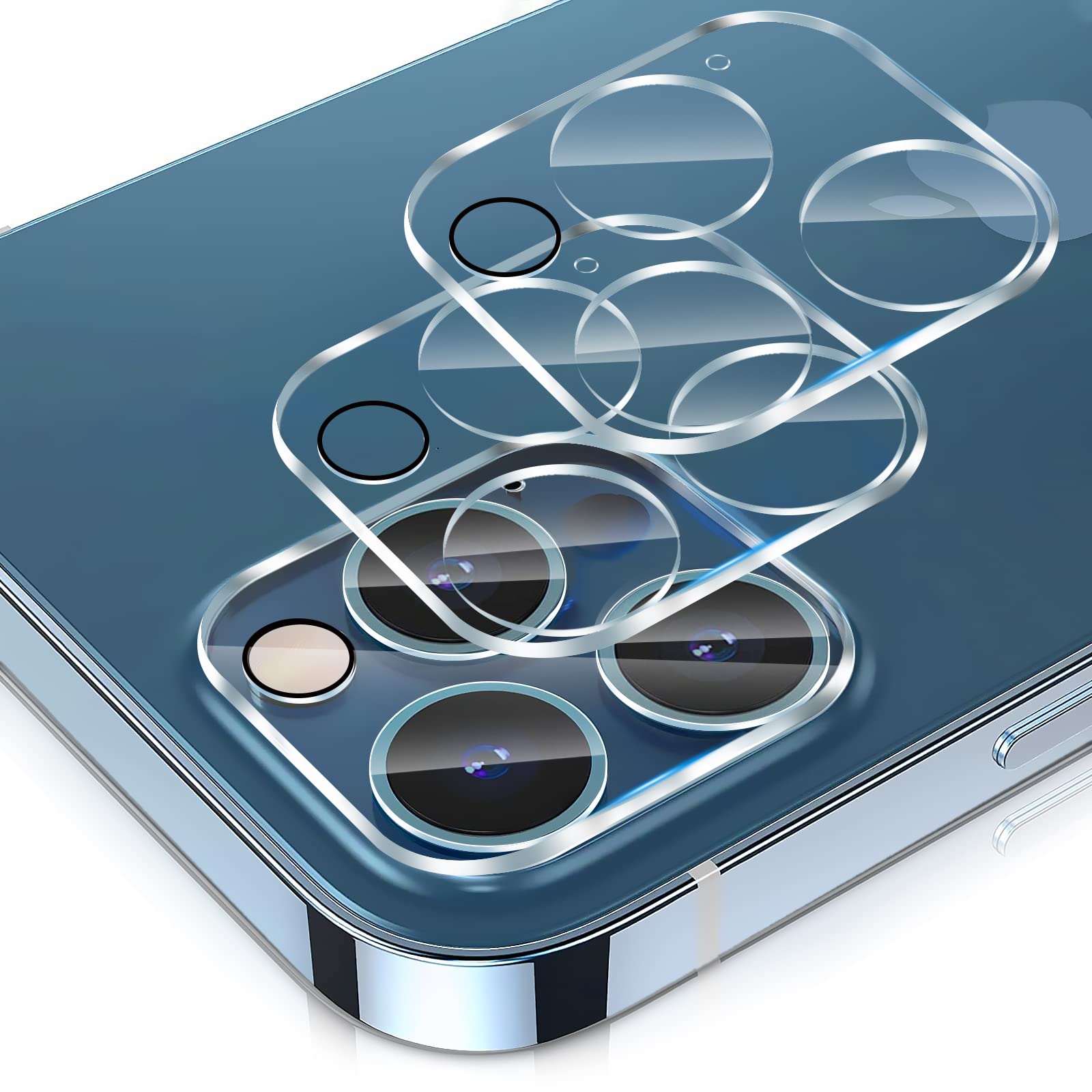 imluckies Design for 6.7" iPhone 12 Pro Max Camera Lens Protector, Built-in Camera Flash Black Circle, HD Clear Tempered Glass Camera Protection, 9H Anti-Scratch Lens Cover Flim [ 3 Pack]