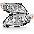 ACANII - For 2009-2010 Toyota Corolla Factory OE Chrome Housing Headlights Headlamps Assembly Driver & Passenger Side