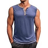 Runcati Men's Workout Tank Tops Sleeveless Gym Muscle Henley Shirt Casual Basic Summer Beach Tops