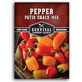 Patio Snack Mix Mini Sweet Pepper Seeds for Planting (1 Pack) | Compact Lunchbox-Style Heirloom Variety &ndash; Non-GMO Container Garden Peppers | Survival Garden Seeds