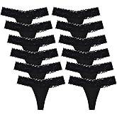 Sunm Boutique Lace Thongs for Women, Cotton Womens Underwear Pack, Sexy Low Rise T Back Cheeky Panties