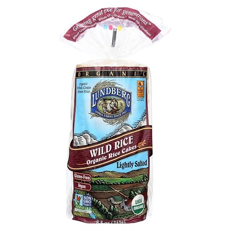 Lundberg Family farms Organic lightly salted Wild Rice cakes Organic whole grain brown Rice, Organic Wild Rice, sea salt. 16645 (073416000179)